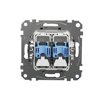 Sedna Design & Elements Gniazdo komputerowe podwójne RJ45 kat. 6 UTP srebrne aluminium SDD113462 SCHNEIDER (SDD113462)